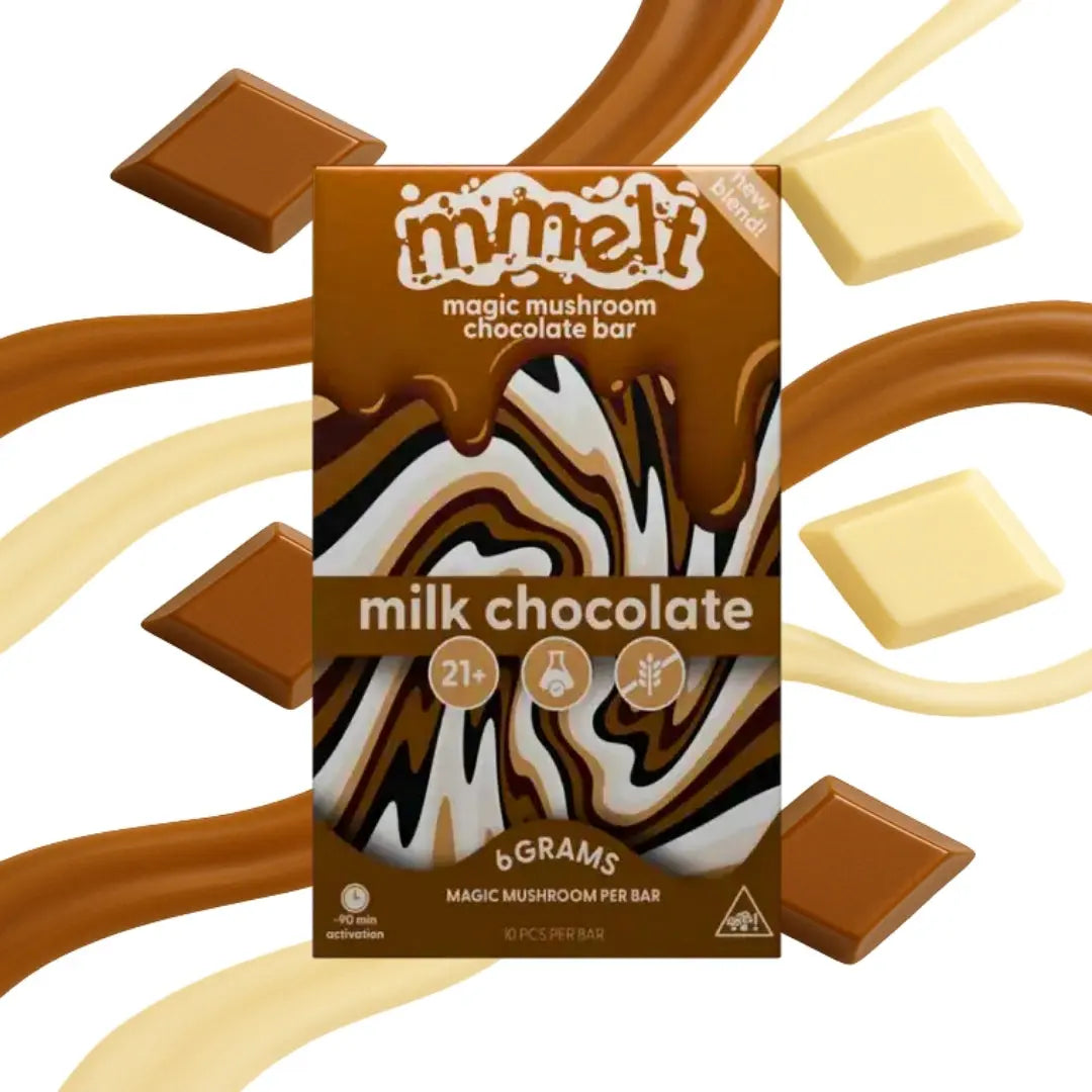 MMELT Mushroom Chocolates, Milk Chocolate, front pack hero image
