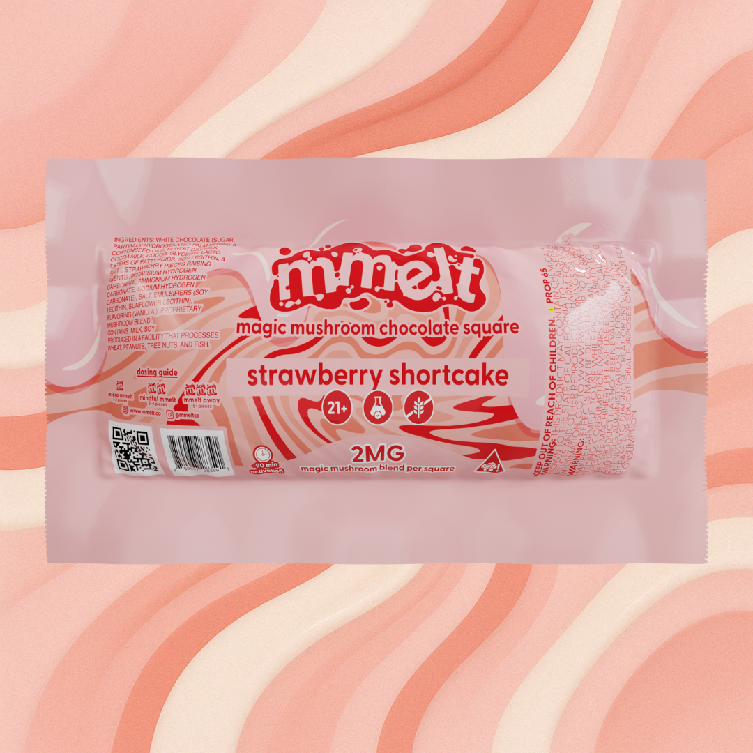 MMELT Mushroom Chocolates, Strawberry Shortcake, 2G, front pack hero image