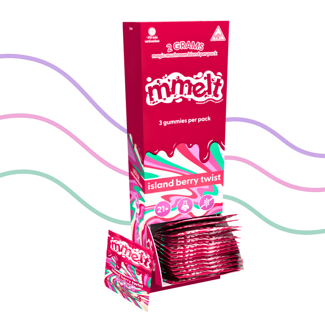 MMELT Mushroom Gummies Party Pack, Island Berry Twist, 60 Ct, front pack hero image
