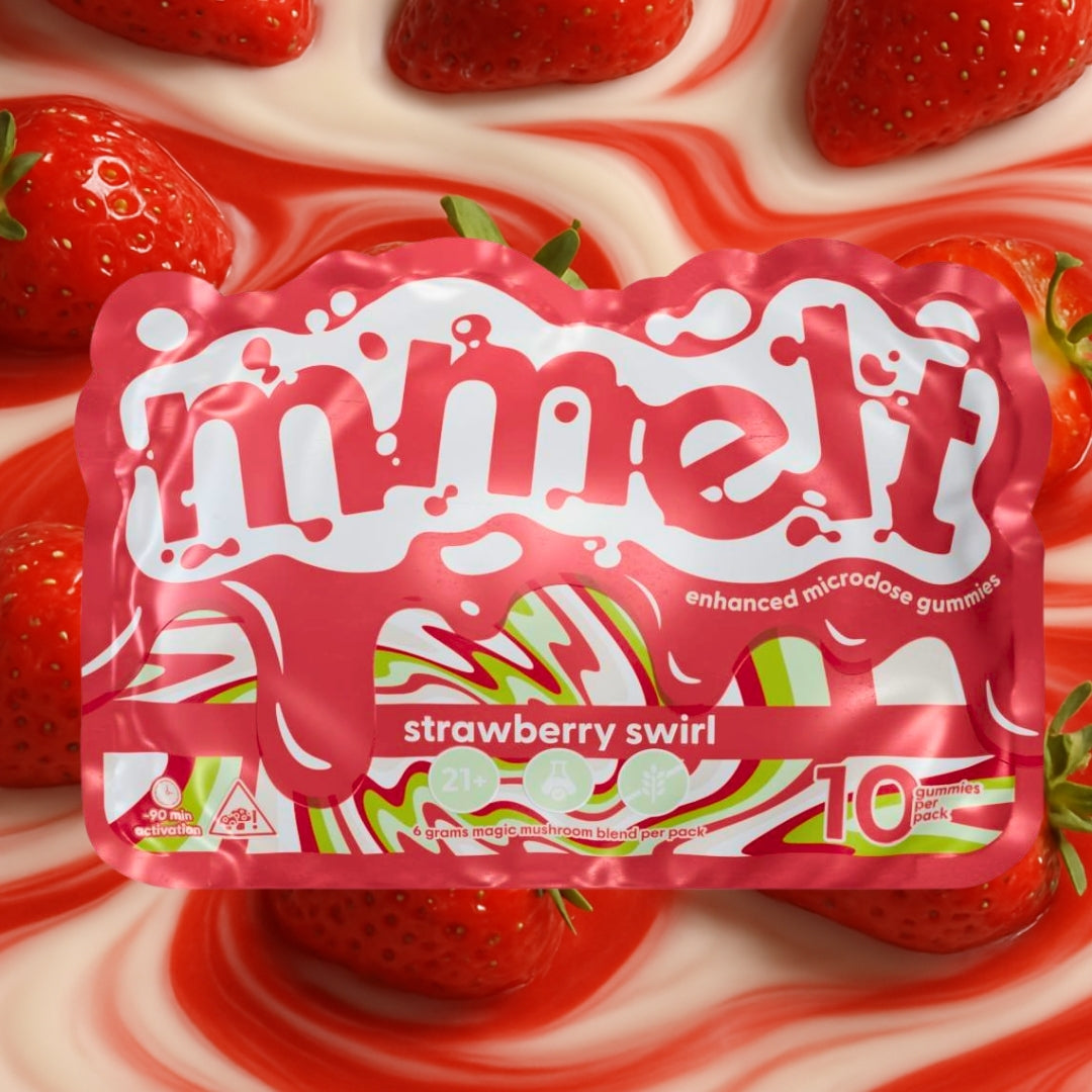 MMELT Mushroom Gummies, Strawberry Swirl, 10 Ct, front pack hero image