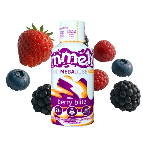 MMELT Mushroom Shots, Berry Blitz, 60mL, front pack hero image