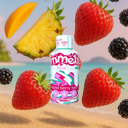 MMELT Mushroom Shots, Island Berry Twist, 60mL, front pack hero image
