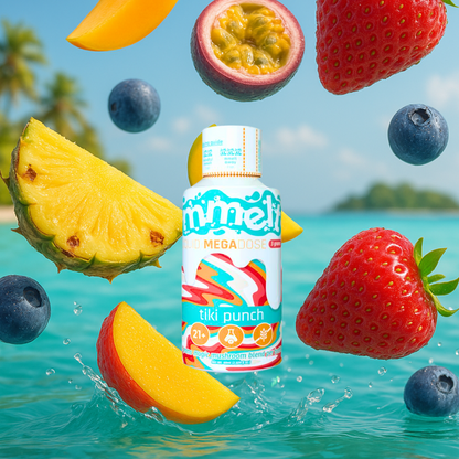 MMELT Mushroom Shots, Tiki Punch, 60mL, front pack hero image
