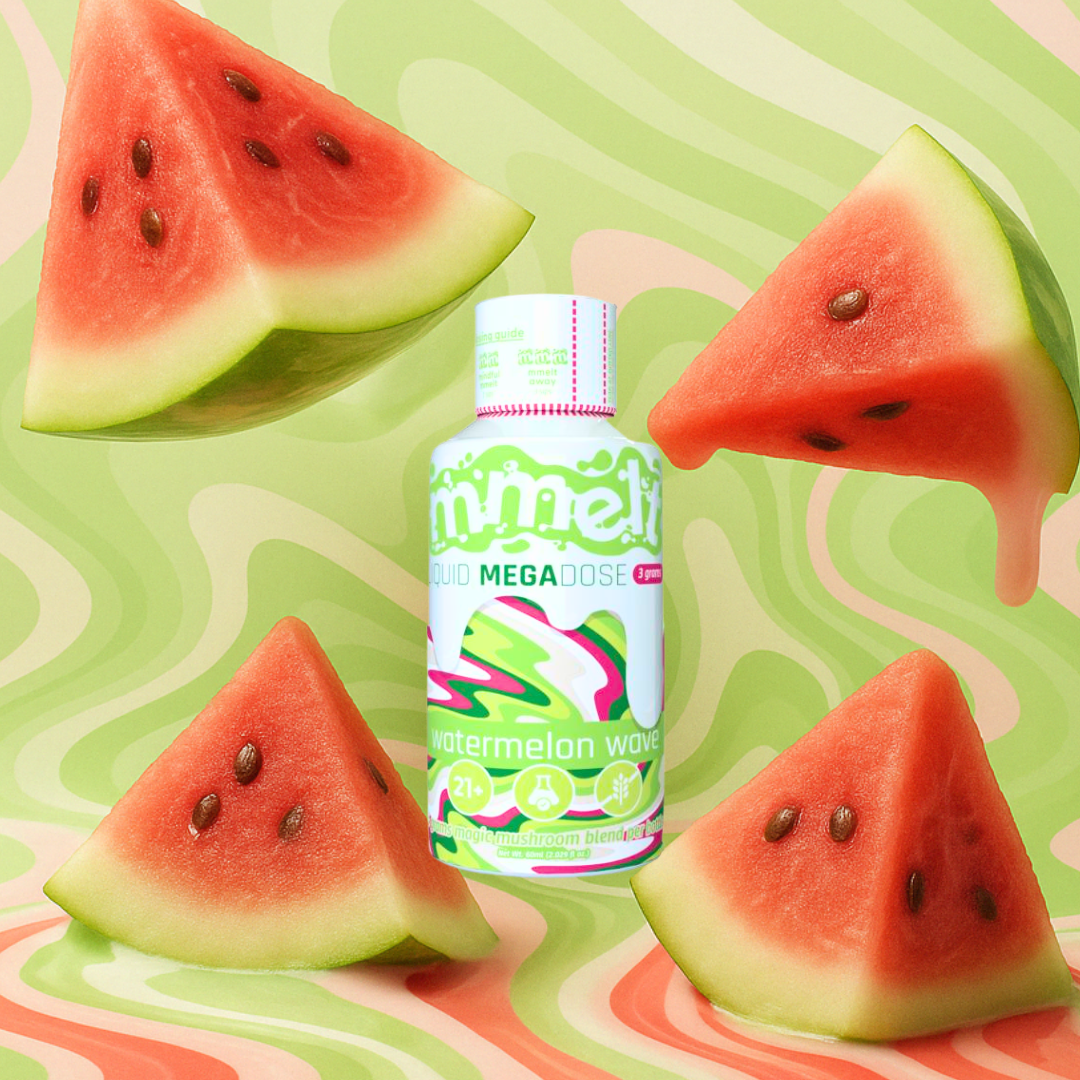 MMELT Mushroom Shots, Watermelon Wave, 60mL, front pack hero image